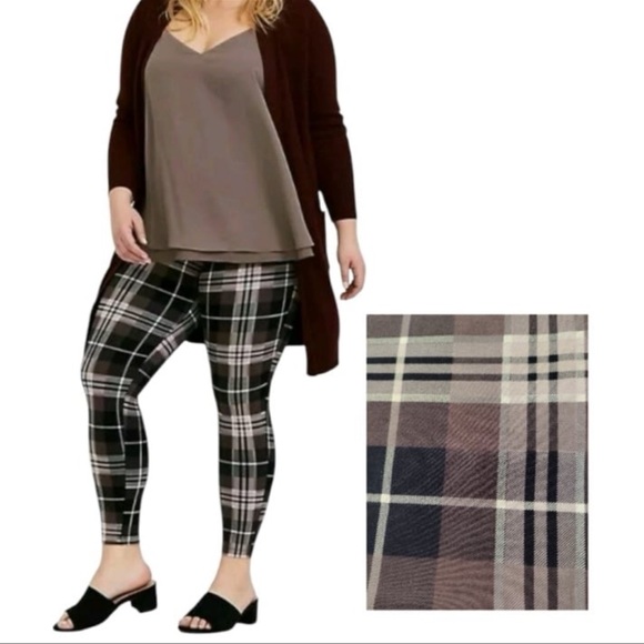 Torrid Brown Plaid Full Length Signature Waist Premium Legging Size 2 / 2X - Picture 1 of 6